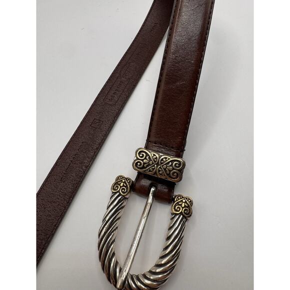 Fossil Leather Belt Twisted Rope Buckle Western Boho Style Brown Size Small main image 5